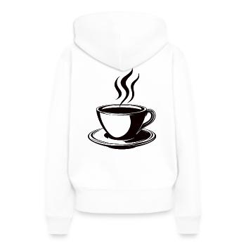 Icône de café noir avec sous-verre - Sweat à capuche Premium bio Femme - blanc - Dos - Julia (174cm)