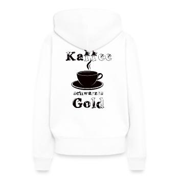 Coffee - black gold, black lettering - Women’s Premium Organic Hoodie - white - Back - Julia (174cm)