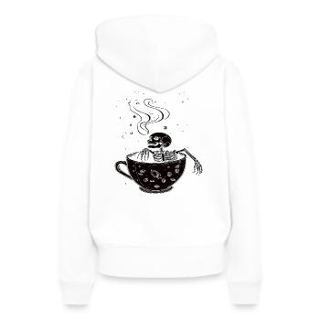 Skelett in der Kaffeetasse - Frauen Premium Bio Hoodie - Weiß - Hinten - Julia (174cm)