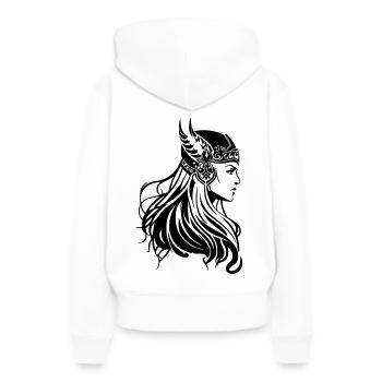 Wikinger Frau Kriegerin Viking - Frauen Premium Bio Hoodie - Weiß - Hinten - Julia (174cm)