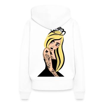 Dame de Trefle Punk - Sweat à capuche Premium bio Femme - blanc - Dos - Julia (174cm)