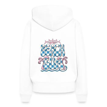 Plage Bum Palmiers Été Plage Rétro Karos Surf - Sweat à capuche Premium bio Femme - blanc - Dos - Julia (174cm)