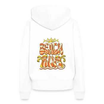 Plage Bum Palmiers Été Plage Retro Surf Vacances - Sweat à capuche Premium bio Femme - blanc - Dos - Julia (174cm)