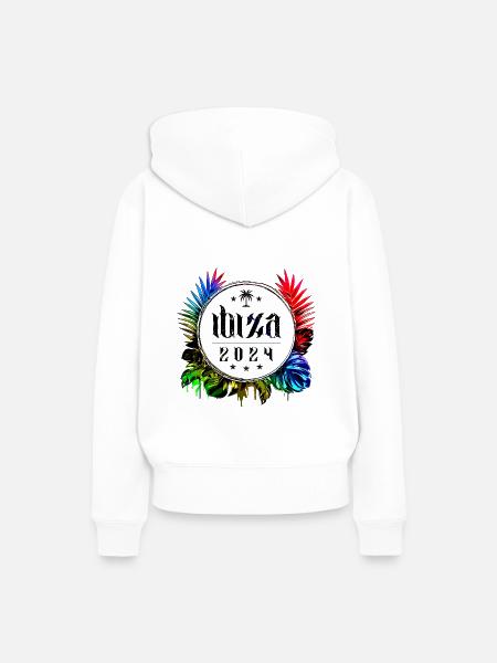 Ibiza 2024 Bunt - Frauen Premium Bio Hoodie - Weiß