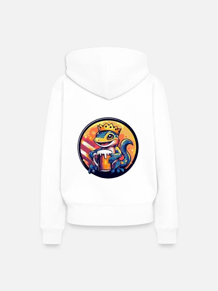 Echse Bier Comic - Frauen Premium Bio Hoodie - Weiß