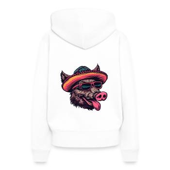 Wildschwein Sombrero - Frauen Premium Bio Hoodie - Weiß - Hinten - Julia (174cm)