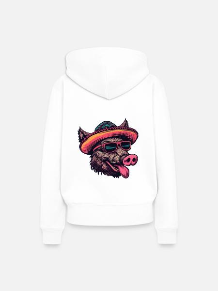 Wildschwein Sombrero - Frauen Premium Bio Hoodie - Weiß