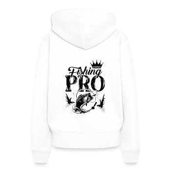 Pêche Pro - Sweat à capuche Premium bio Femme - blanc - Dos - Julia (174cm)