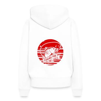 Pêche Pro - Sweat à capuche Premium bio Femme - blanc - Dos - Julia (174cm)