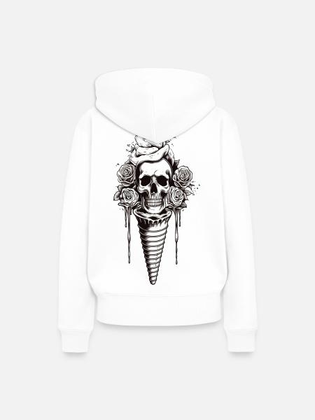 Skull with roses and flourish art - Women’s Premium Organic Hoodie - white