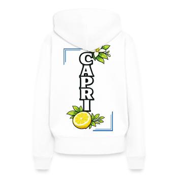 Capri Lemon Blossom Amour Été Méditerranéen - Sweat à capuche Premium bio Femme - blanc - Dos - Julia (174cm)