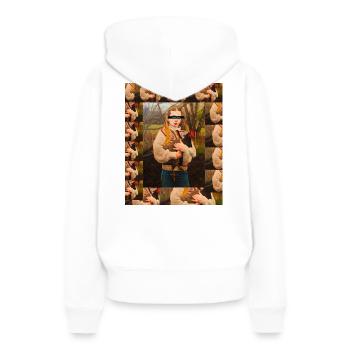 L’amour du poulet dans les bois - Sweat à capuche Premium bio Femme - blanc - Dos - Julia (174cm)