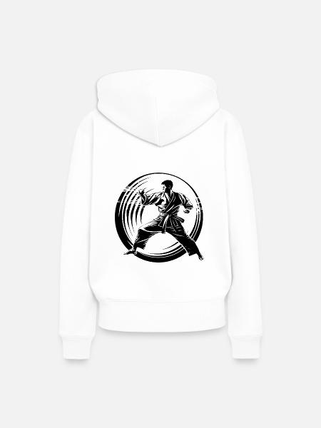 Karate Silhouette - Frauen Premium Bio Hoodie - Weiß