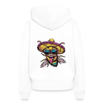 Abeille Drôle Sombrero - Sweat à capuche Premium bio Femme - blanc - Dos - Julia (174cm)