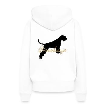 Riesenschnauzer Schwarz Gold - Frauen Premium Bio Hoodie - Weiß - Hinten - Julia (174cm)