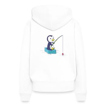 Pingouin pêche - Sweat à capuche Premium bio Femme - blanc - Dos - Julia (174cm)