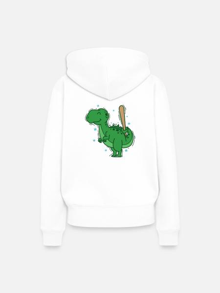 Dino beim Baseball Dinosaurier Reptil - Frauen Premium Bio Hoodie - Weiß
