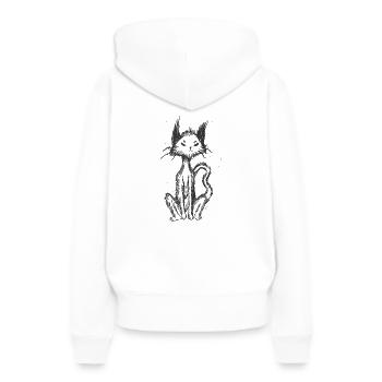 Gothic Cat Horreur Mélancolie - Sweat à capuche Premium bio Femme - blanc - Dos - Julia (174cm)