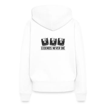 Module de mémoire rétro Legends Never Die - Sweat à capuche Premium bio Femme - blanc - Dos - Julia (174cm)