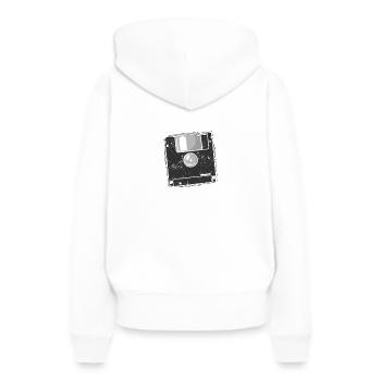 Diskette Speichermodul Datenträger - Frauen Premium Bio Hoodie - Weiß - Hinten - Julia (174cm)