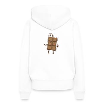 Tablette de chocolat jouant au football - Sweat à capuche Premium bio Femme - blanc - Dos - Julia (174cm)