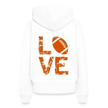 Amour Football Sports Hobby Etats-Unis - Sweat à capuche Premium bio Femme - blanc - Dos - Julia (174cm)