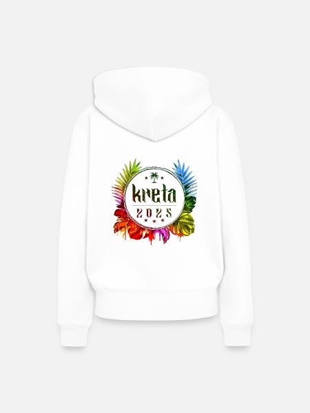 Kreta 2025 Bunt - Frauen Premium Bio Hoodie - Weiß