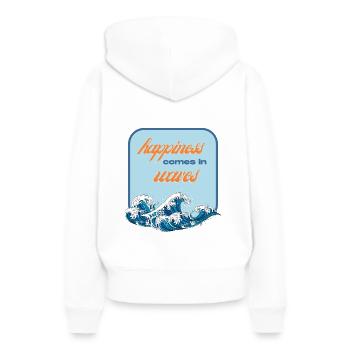 happiness comes in waves - Frauen Premium Bio Hoodie - Weiß - Hinten - Julia (174cm)