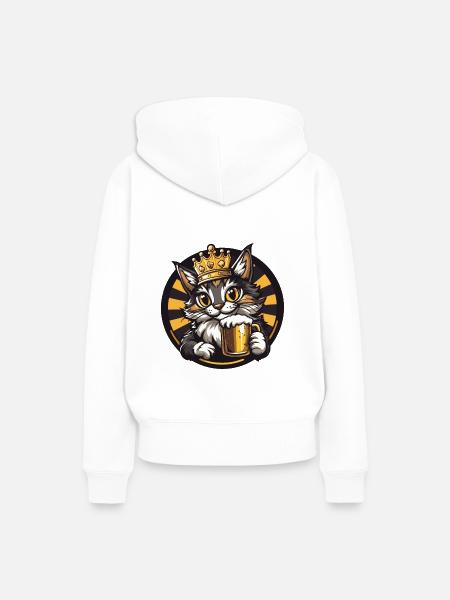 Katze Bier Comic - Frauen Premium Bio Hoodie - Weiß