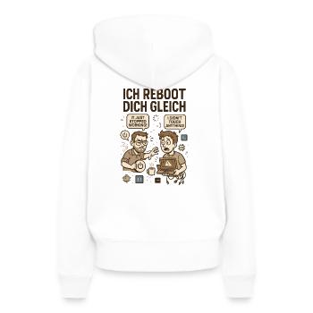 Ich reboot dich gleich – Vintage - Frauen Premium Bio Hoodie - Weiß - Hinten - Julia (174cm)
