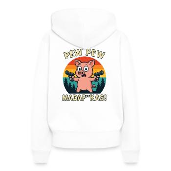 Drôle de cochon avec des armes à feu Dessin animé - Sweat à capuche Premium bio Femme - blanc - Dos - Julia (174cm)