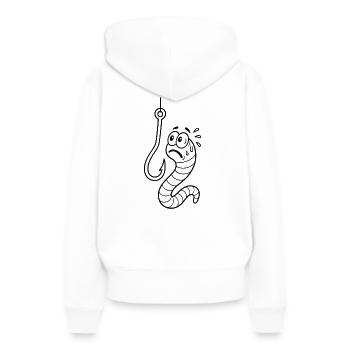 Ver de panique à l’hameçon - Sweat à capuche Premium bio Femme - blanc - Dos - Julia (174cm)