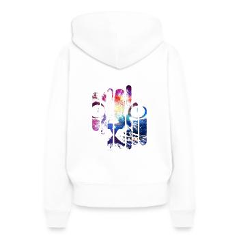 Crazy Space Cat (coloured) - Frauen Premium Bio Hoodie - Weiß - Hinten - Julia (174cm)