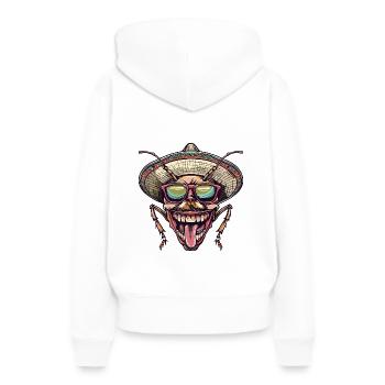 Ameise Lustig Sombrero - Frauen Premium Bio Hoodie - Weiß - Hinten - Julia (174cm)