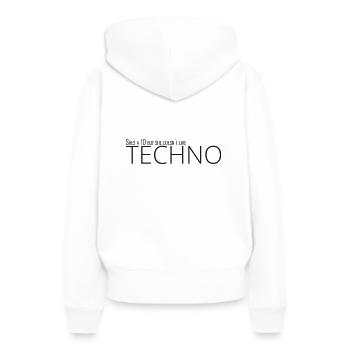 Sie ist ein 10 Techno - Frauen Premium Bio Hoodie - Weiß - Hinten - Julia (174cm)