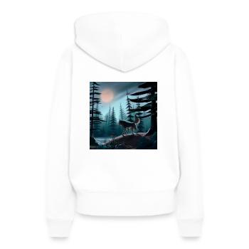 Der einsame Wolf - Frauen Premium Bio Hoodie - Weiß - Hinten - Julia (174cm)