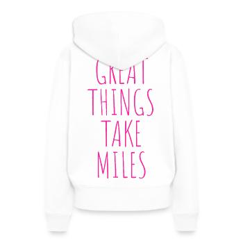 LES GRANDES CHOSES PRENNENT DES KILOMÈTRES - Sweat à capuche Premium bio Femme - blanc - Dos - Julia (174cm)