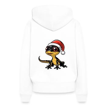 Echse Weihnachten - Frauen Premium Bio Hoodie - Weiß - Hinten - Julia (174cm)