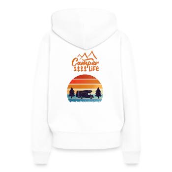 Camping-car Life Alcôve - Sweat à capuche Premium bio Femme - blanc - Dos - Julia (174cm)