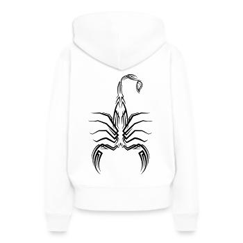 Tatouage tribal Scorpion - Sweat à capuche Premium bio Femme - blanc - Dos - Julia (174cm)