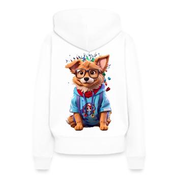Chien mignon - Sweat à capuche Premium bio Femme - blanc - Dos - Julia (174cm)