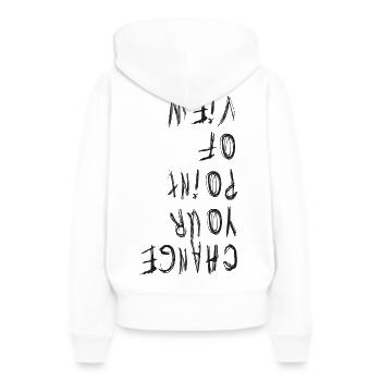 Changez de point de vue - Changement de perspective - Sweat à capuche Premium bio Femme - blanc - Dos - Julia (174cm)