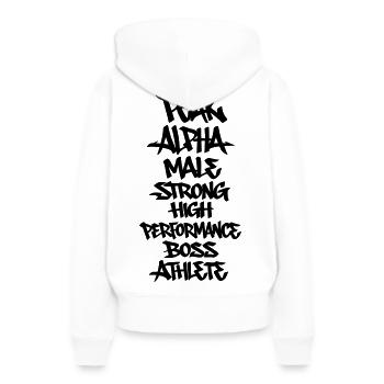 PEAK ATHLETE - Frauen Premium Bio Hoodie - Weiß - Hinten - Julia (174cm)