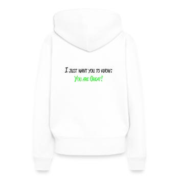 Vous êtes génial! - Sweat à capuche Premium bio Femme - blanc - Dos - Julia (174cm)