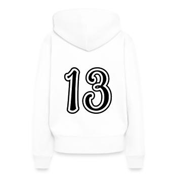 13 Numéro de numéro - Sweat à capuche Premium bio Femme - blanc - Dos - Julia (174cm)
