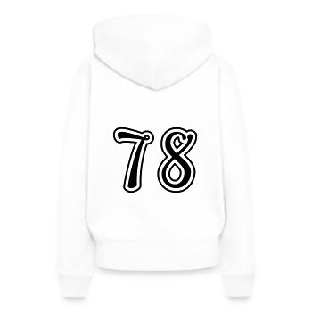 78 Numéro de numéro - Sweat à capuche Premium bio Femme - blanc - Dos - Julia (174cm)