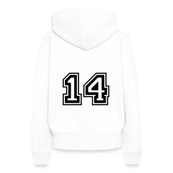 14 Numéro de numéro - Sweat à capuche Premium bio Femme - blanc - Dos - Julia (174cm)