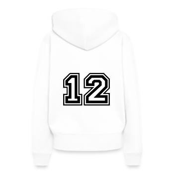 12 Numéro de numéro - Sweat à capuche Premium bio Femme - blanc - Dos - Julia (174cm)