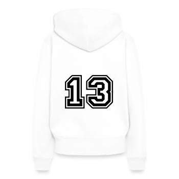 13 Numéro de numéro - Sweat à capuche Premium bio Femme - blanc - Dos - Julia (174cm)