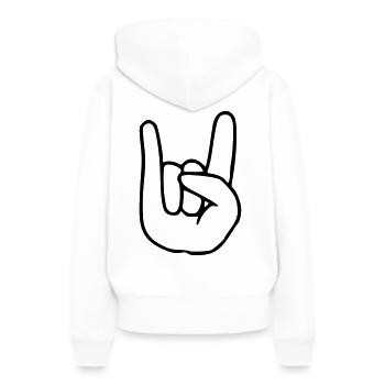 Emoji RocknRoll Croquis noir - Sweat à capuche Premium bio Femme - blanc - Dos - Julia (174cm)